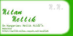 milan mellik business card